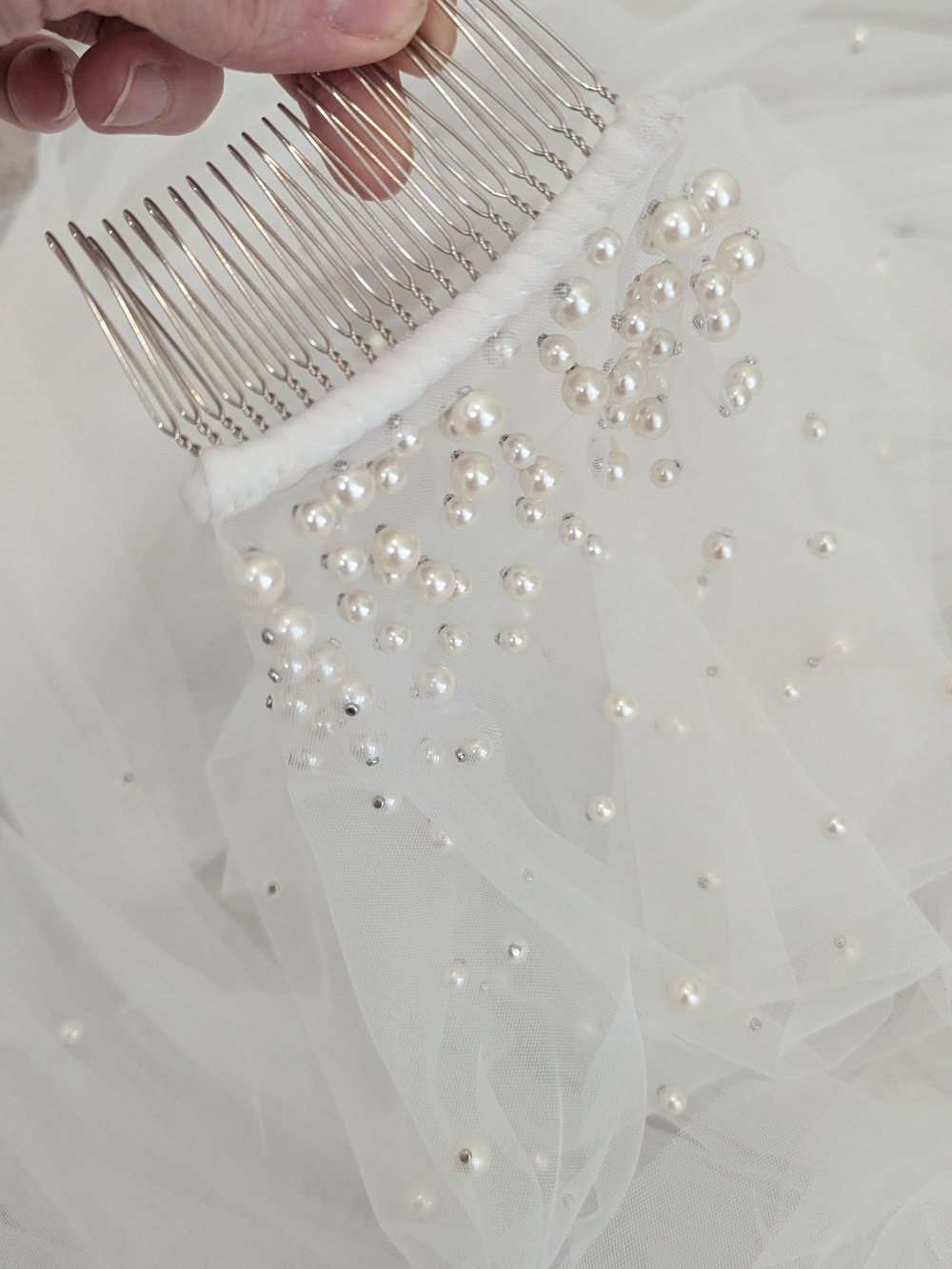 Pearl-Embellished Bridal Veil